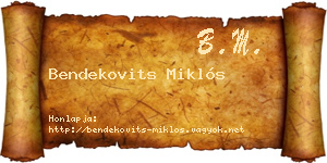 Bendekovits Miklós névjegykártya