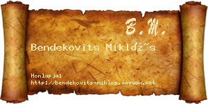 Bendekovits Miklós névjegykártya