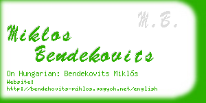 miklos bendekovits business card