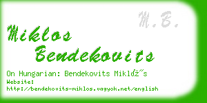 miklos bendekovits business card